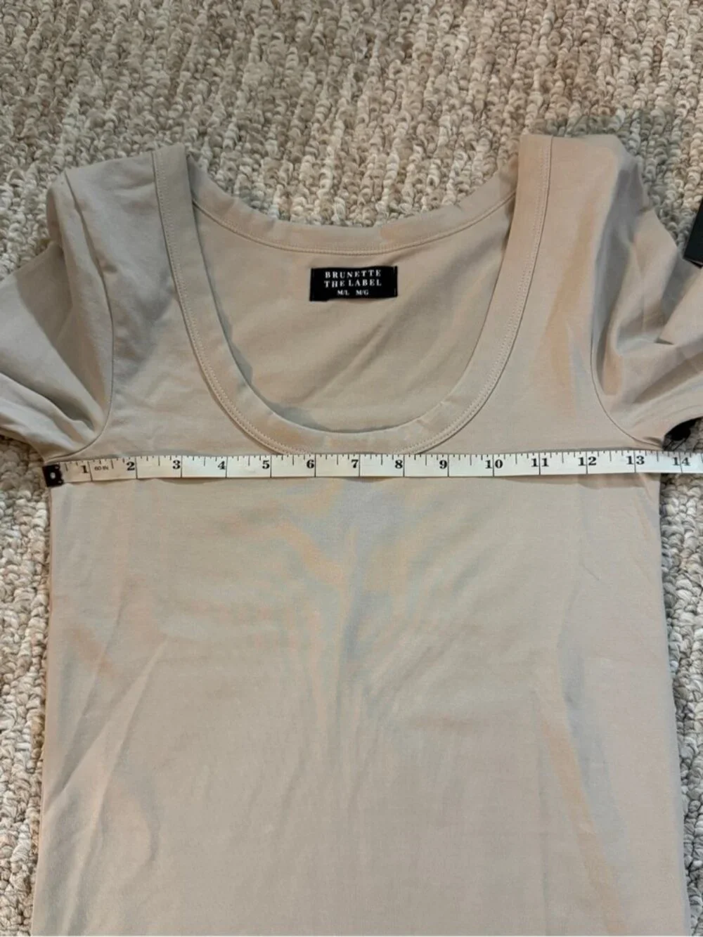 Brunette The Label Scoop Neck Long Sleeve Tee Oyster M/L
